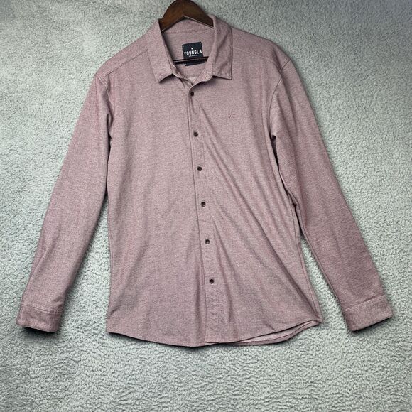 YoungLA Shirt Mens XL Burgungy Long Sleeve Button Up Los Angeles Stretch - Picture 1 of 12